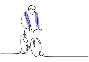 Eine durchgehende Linie des autofreien Welttages mit Man Ride Bike. vektor