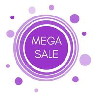 Mega-Verkaufsaufkleber mit abstrakten lila runden Formen. Vektor-Illustration vektor