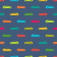 Nahtloses Muster mit bunten Autos auf dunklem Hintergrund. Vektor-Illustration. vektor