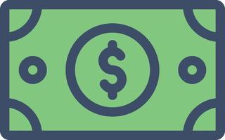 Dollar-Bargeld-Vektorillustration auf einem Hintergrund. Premium-Qualitätssymbole. Vektorsymbole für Konzept und Grafikdesign. vektor