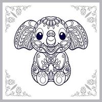 söt elefant tecknad serie mandala konst isolerat på vit bakgrund vektor