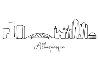 einzeilige zeichnung von albuquerque usa. handgezeichnetes stildesign der illustration für geschäfts- und tourismuskonzept. modernes einfaches Linienkunst-Stadtbild. vektor