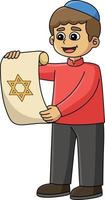 hanukkah jewish med skrolla tecknad serie ClipArt vektor