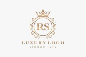 första rs brev kunglig lyx logotyp mall i vektor konst för restaurang, kungligheter, boutique, Kafé, hotell, heraldisk, Smycken, mode och Övrig vektor illustration.