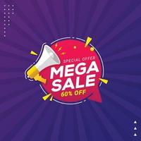 Mega-Sale-Banner-Rabatt-Aktionsvorlage vektor