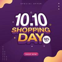 10.10 Online-Shopping-Day-Sale-Banner-Rabattaktion vektor