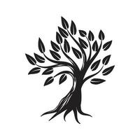 organisk naturlig och friska oliv träd silhuett logotyp isolerat på vit bakgrund. modern vektor grön växt ikon tecken design konstverk. premie kvalitet olja produkt logotyp platt emblem illustration.