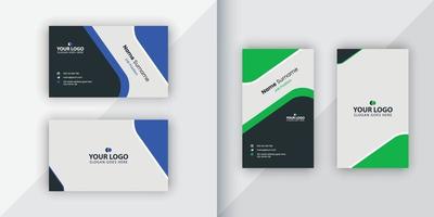 Corporate blau und grün Visitenkarten-Design horizontal und vertikal vektor