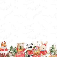 vattenfärg santa djur bakgrund, jul-ny år illustration bakgrund vektor