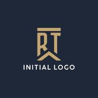 rt anfängliches Monogramm-Logo-Design in einem rechteckigen Stil mit gebogenen Seiten vektor
