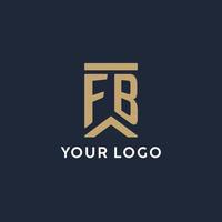 fb Anfangsmonogramm-Logo-Design in einem rechteckigen Stil mit gebogenen Seiten vektor