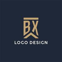 bx anfängliches Monogramm-Logo-Design in einem rechteckigen Stil mit gebogenen Seiten vektor