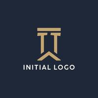 tt första monogram logotyp design i en rektangulär stil med böjd sidor vektor