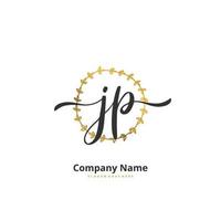 jp Anfangshandschrift und Signatur-Logo-Design mit Kreis. schönes design handgeschriebenes logo für mode, team, hochzeit, luxuslogo. vektor