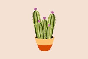 Kaktus-Symbol im flachen Stil. Kaktus Zimmerpflanze im Topf und mit Blumen. verschiedene dekorative Kakteen mit Dornen.