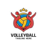 volleyboll sport logotyp emblem design vektor