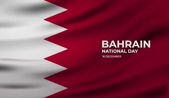 bahrainischer gedenkfeiertag 16. dezember mit 3d-flagge. bahrain happy national day grußkarte, banner mit schablonentextvektorillustration. vektor
