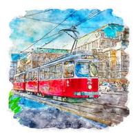 wien österreich aquarell skizze handgezeichnete illustration vektor