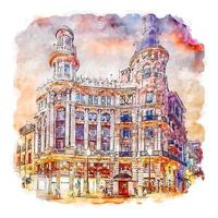 madrid Spanien akvarell skiss handritad illustration vektor