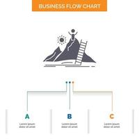 Erfolg. persönlich. Entwicklung. Führer. Karriere-Business-Flow-Chart-Design mit 3 Schritten. Glyphensymbol für Präsentationshintergrundvorlage Platz für Text. vektor