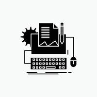 Schreibmaschine. Papier. Computer. Papier. Tastatur-Glyphen-Symbol. vektor isolierte illustration