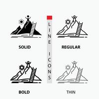 Erfolg. persönlich. Entwicklung. Führer. Karriere-Symbol in dünn. regulär. fette Linie und Glyphenstil. Vektor-Illustration vektor