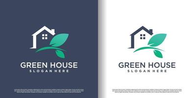 Premium-Vektor für das Logo-Design des grünen Hauses vektor