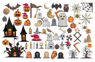 Große Sammlung von Halloween-Illustrationen, ClipArt-Huhh-Sammlungen, Design der Hexe, Symbol und Charakter, andere Elemente für Halloween-Dekorationen. kreative Premium-Vektorillustration. vektor
