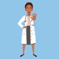 karaktären av en afroamerikansk kvinnlig läkare i full längd. vektor