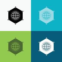 nätverk. global. data. förbindelse. företag ikon över olika bakgrund. glyf stil design. designad för webb och app. eps 10 vektor illustration