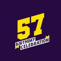 57: e födelsedag firande vektor design, 57 år födelsedag