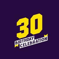 30:e födelsedag firande vektor design, 30 år födelsedag