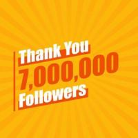 tack 7000000 följare, 7 miljoner följare firande modern färgstark design. vektor