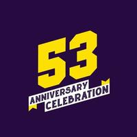 53: e årsdag firande vektor design, 53 år årsdag