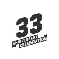 33 årsdag firande hälsningar kort, 33: e år årsdag vektor