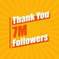 tack 7 miljoner följare, 7000000 följare firande modern färgglad design. vektor