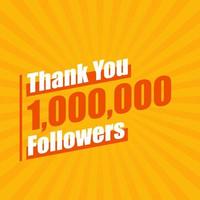 Danke 1000000 Follower, 1 Million Follower feiern modernes, farbenfrohes Design. vektor