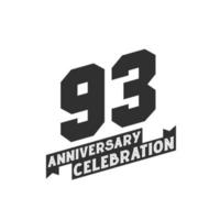 93 årsdag firande hälsningar kort, 93: e år årsdag vektor