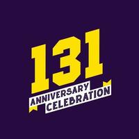 131:a årsdag firande vektor design, 131 år årsdag