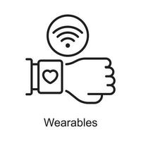 Wearables-Vektor-Gliederung-Icon-Design-Illustration. Internet der Dinge Symbol auf weißem Hintergrund Eps 10-Datei vektor