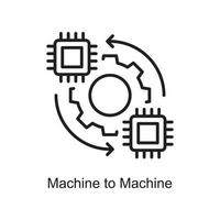 Maschine-zu-Maschine-Vektor-Gliederung-Icon-Design-Illustration. Internet der Dinge Symbol auf weißem Hintergrund Eps 10-Datei vektor