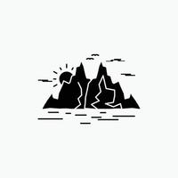 natur. kulle. landskap. berg. vatten glyf ikon. vektor isolerat illustration