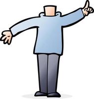 Doodle-Charakter-Cartoon-Körper mit erhobener Hand vektor