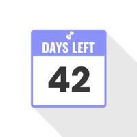 42 dagar vänster nedräkning försäljning ikon. 42 dagar vänster till gå PR baner vektor