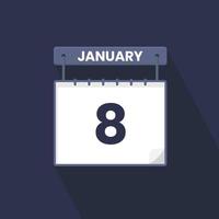 8. januar kalendersymbol. 8. Januar Kalenderdatum Monat Symbol Vektor Illustrator