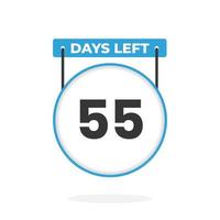 Noch 55 Tage Countdown für Verkaufsförderung. Noch 55 Tage bis zum Werbeverkaufsbanner vektor