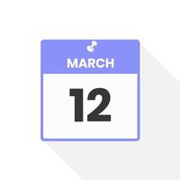 12. März Kalendersymbol. datum, monat, kalender, symbol, vektor, illustration vektor