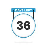 Noch 36 Tage Countdown für Verkaufsförderung. Noch 36 Tage bis zum Werbeverkaufsbanner vektor