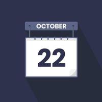 22. oktober kalendersymbol. 22. oktober kalenderdatum monat symbol vektor illustrator