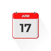 17:e juni kalender ikon. juni 17 kalender datum månad ikon vektor illustratör
